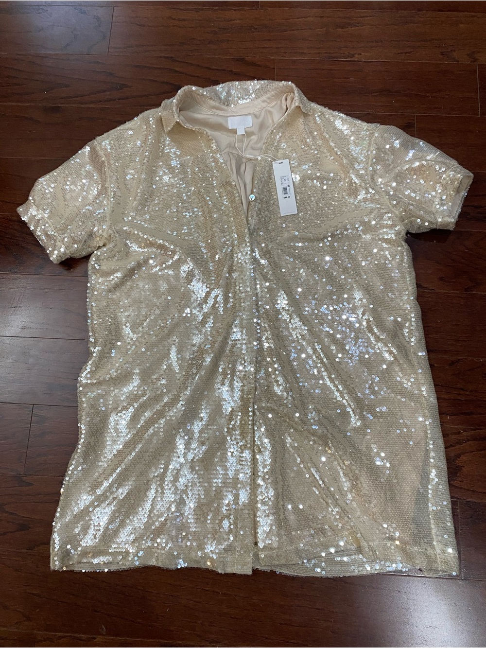 NWT Every Sequin Mini Dress Champagne Gold Sparkle Party Dress Size XL